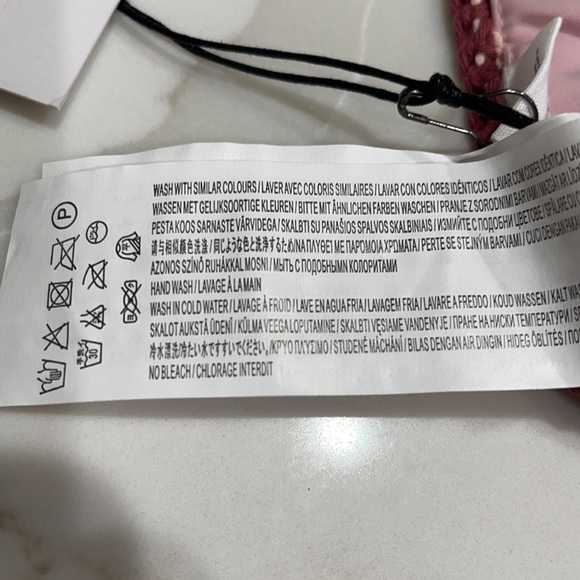 NWT Some Days Lovin Miles Crochet Bikini Top SZ S Pink Red Stripe - Picture 7 of 8